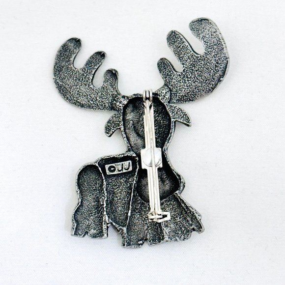 Vintage JJ/Jonette Jewelry Moose Brooch Pewter - Picture 2 of 4